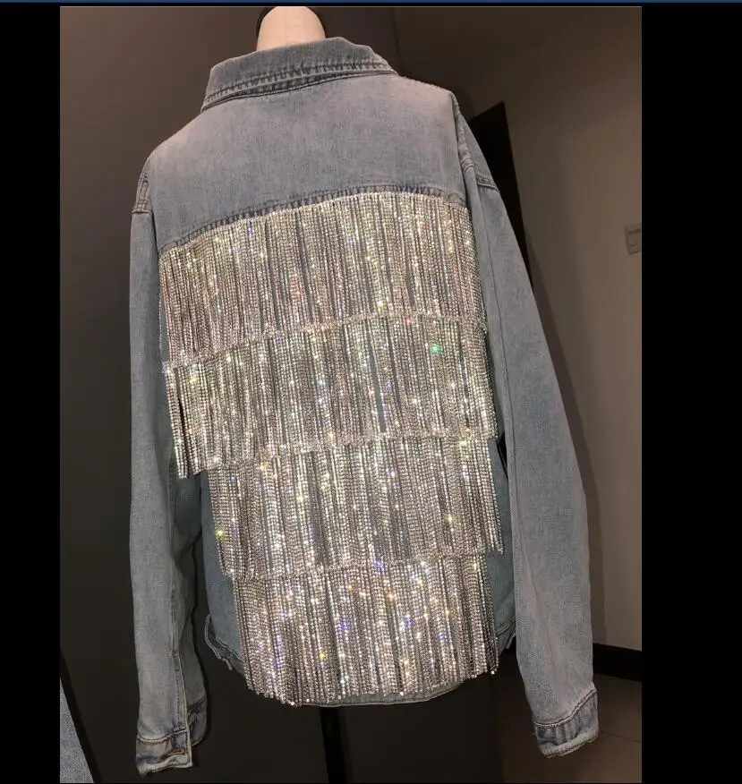 Роскошная женская модная короткая джинсовая куртка в стиле панк с эффектом