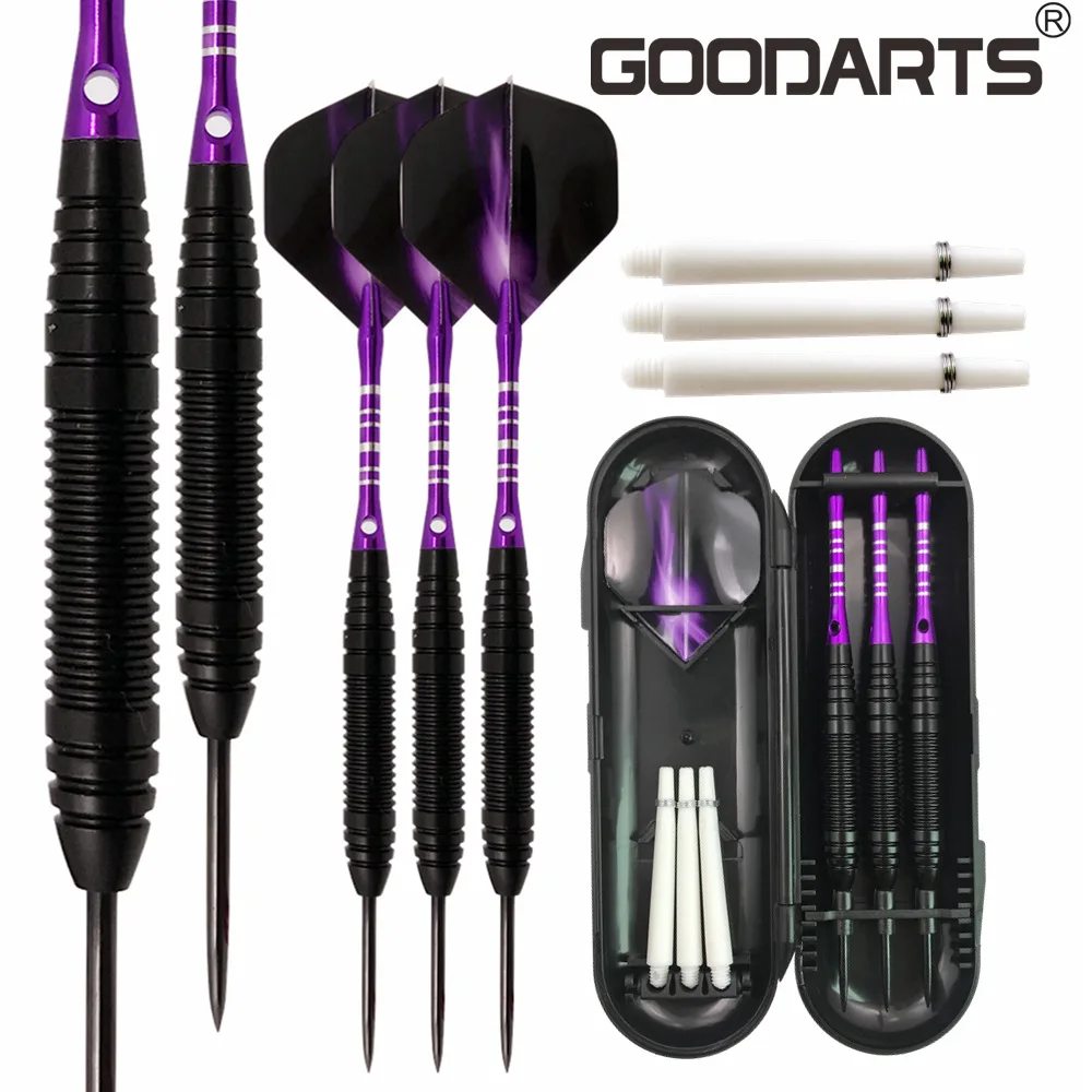 3pcs/set Professional Darts Free Carry Box GOODARTS 21g Black Golden Color Steel Tip With Brass Shafts | Спорт и развлечения