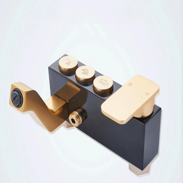 Новый роскошный комплект для душа золотые и черные Смесители ванны смесители