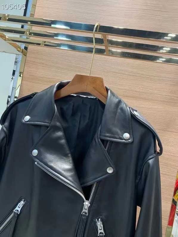 2021 nova moda feminina roupas de couro genuíno casaco feminino primavera versão larga locomotiva modelo estilo real pele carnei