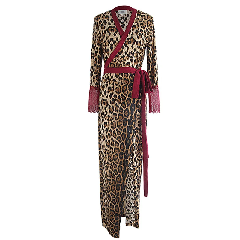 Сексуальное пляжное платье 2019 Новое Осеннее женское винтажное леопардовое с