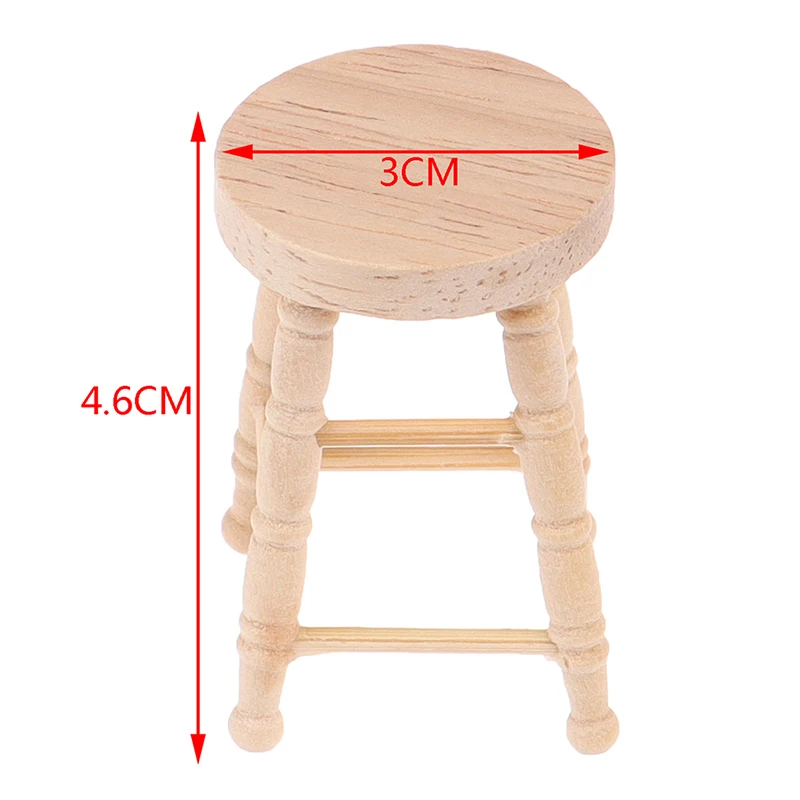 

1/12 Dollhouse Decoration Miniature Accessories Mini Wooden Stool Simulation Chair Furniture Model Toys for Doll House