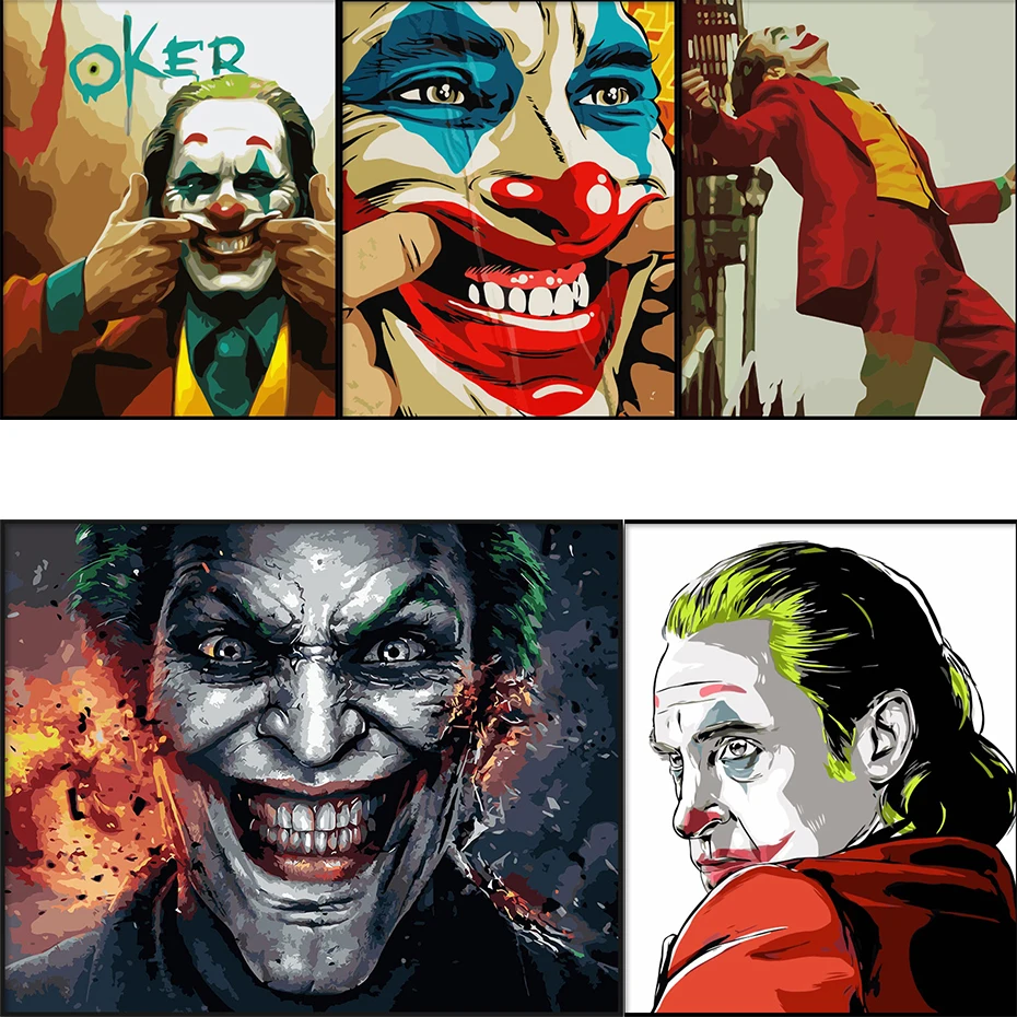 

AMTMBS JOKER Picture Movies Oil Painting By Numbers For Adults Paints By Numbers Canvas Painting 75x60cm DIY Gift Home Decor