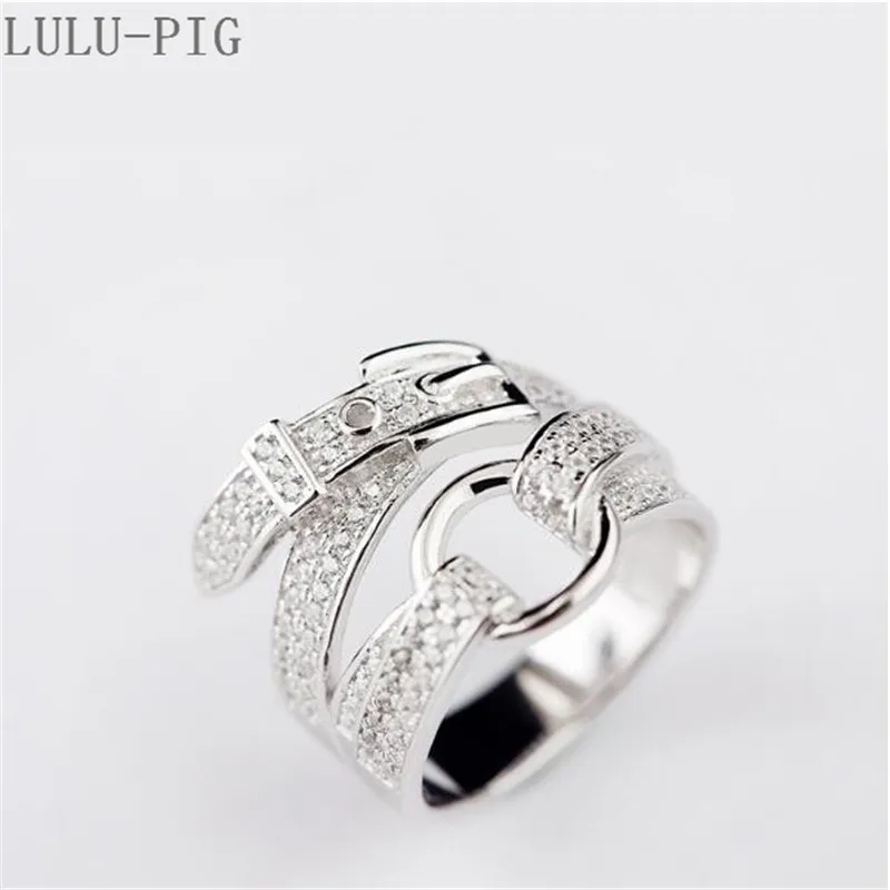 LULU-PIG ремень пряжка указательный палец Циркон Кольцо женское 925 серебро