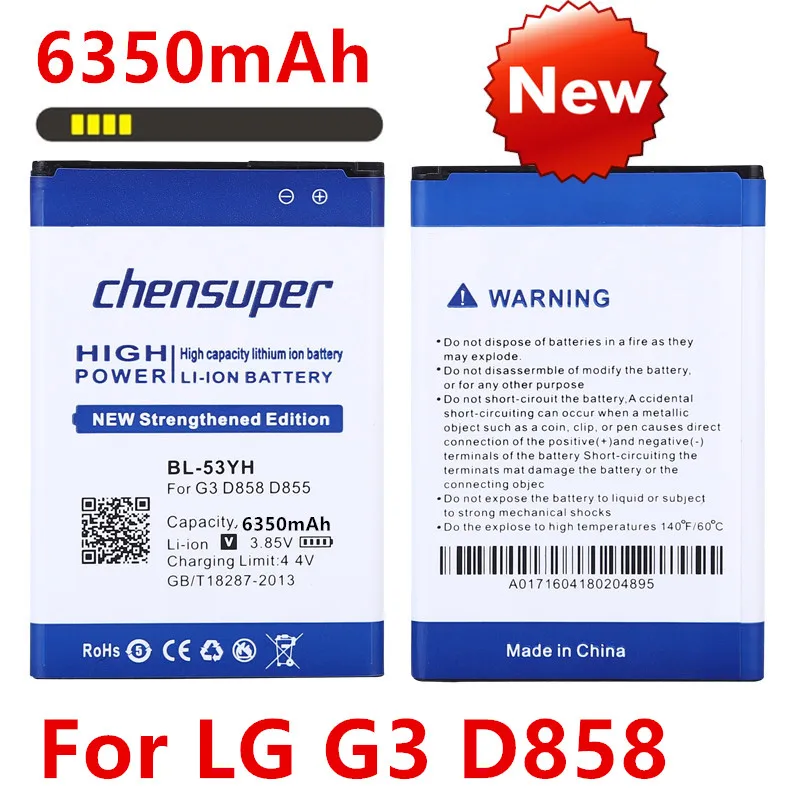 Оригинальный аккумулятор chensuper BL-53YH для LG G3 D855 D850 D830 D851 D858 VS985 F400L BL 53YH сменный 6350