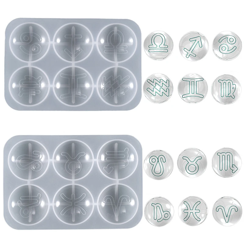 

Crystal Epoxy Resin Mold 12 Constellations Pendant Casting Silicone Mould DIY Resin Cabochon for Earring Necklace Fridge Magnet