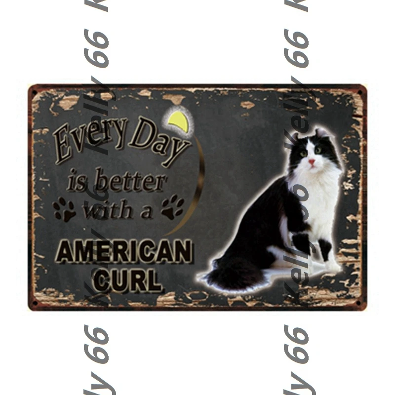 Домашние животные каждый день лучше с кошкой металлический знак Kelly66 оловянный
