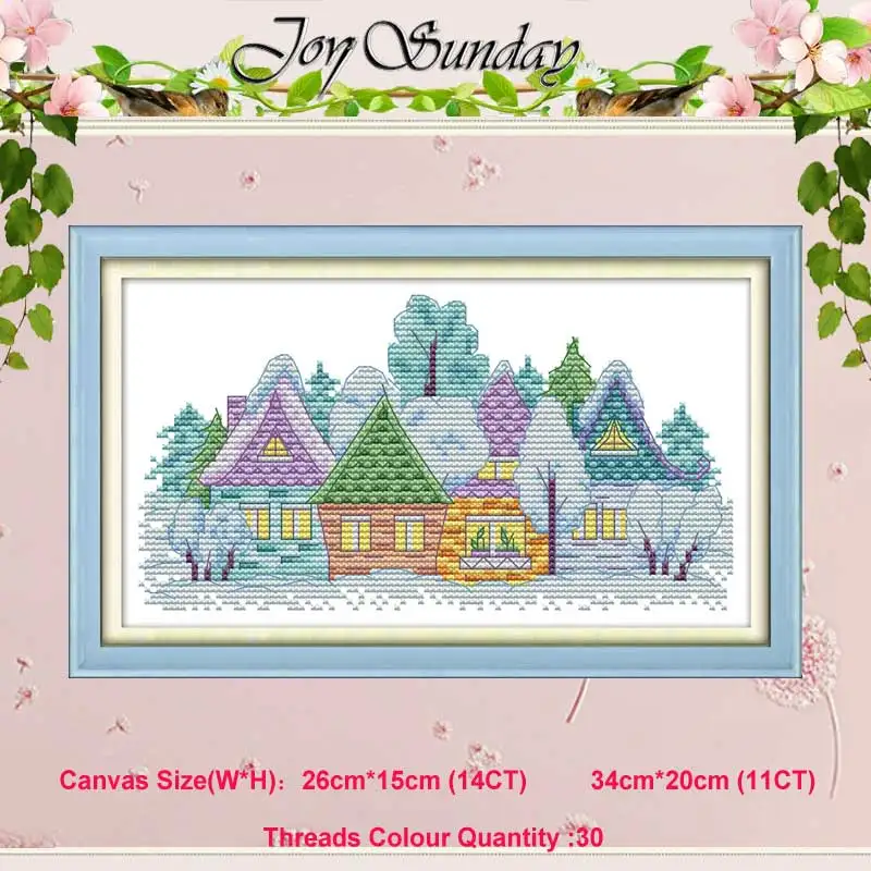 

Small village scenery patterns counted 11CT 14CT Cross Stitch Sets DIY Chinese Cross-stitch Kit Embroidery Needlework Home Decor