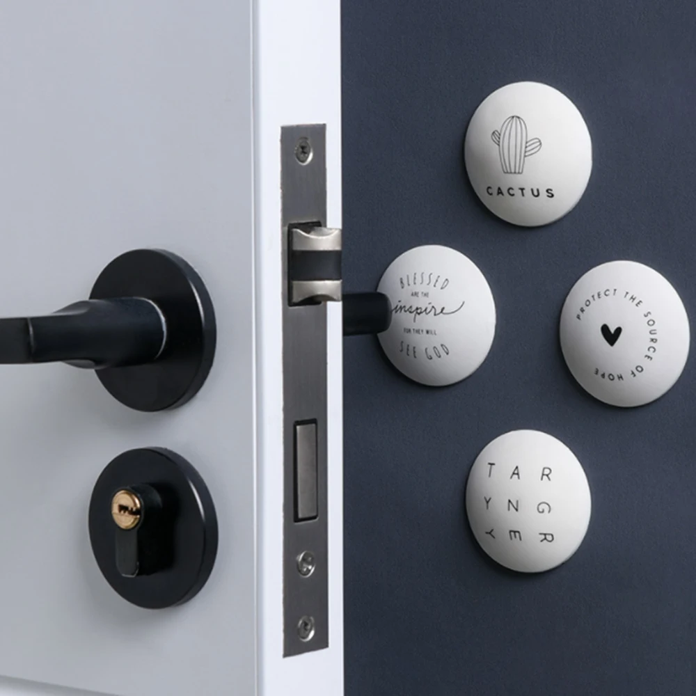 

4pcs Round Door Handle Protection Pad Self-adhesive Punch-free Wall Protector Pads Household Anti-collision Door Stoppers