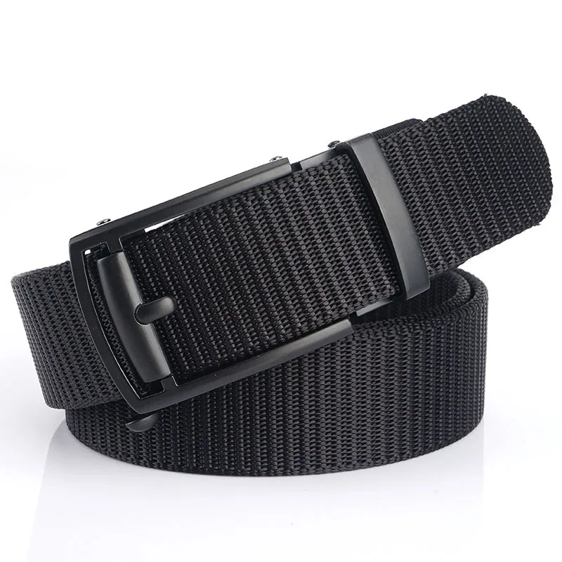 The new toothless hollow automatic buckle belt outdoor casual nylon belt young men's pants belt manufacturers wholesale