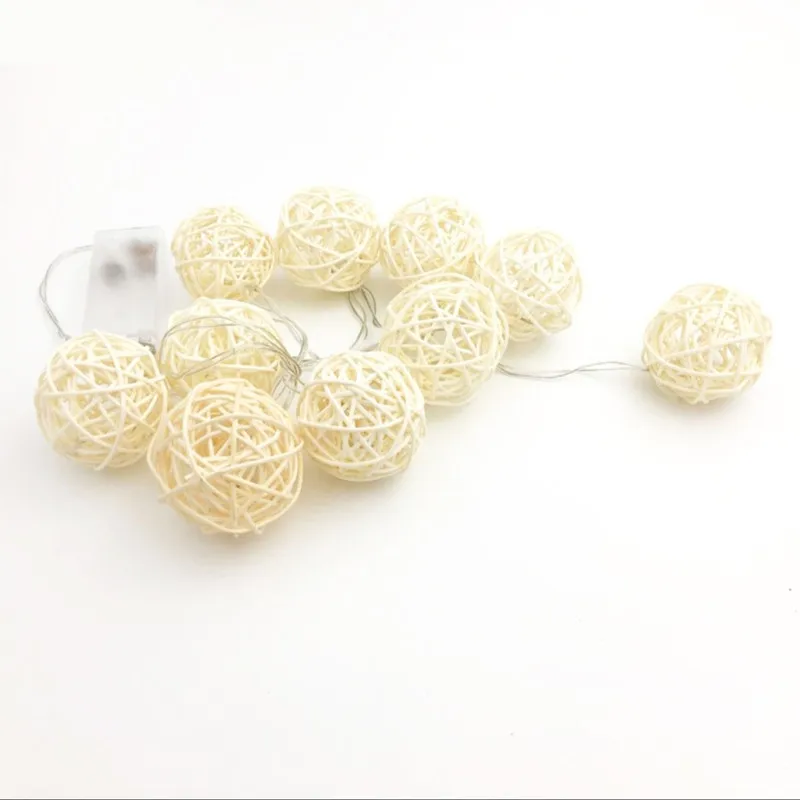 1M 3.2FT 10LED Warm White Wedding Sepak Takraw Rattan Balls Fairy the battery Chandelier Nightlight Garland Party Christmas | Лампы и