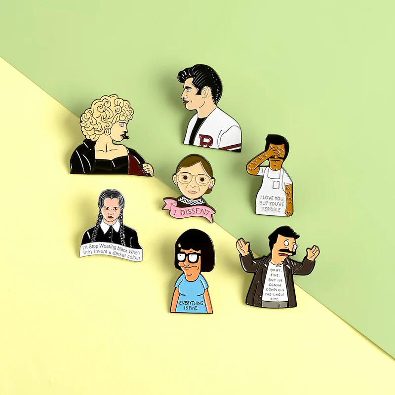 Модные металлические булавки в виде персонажа Эдамс среду фильм аниме