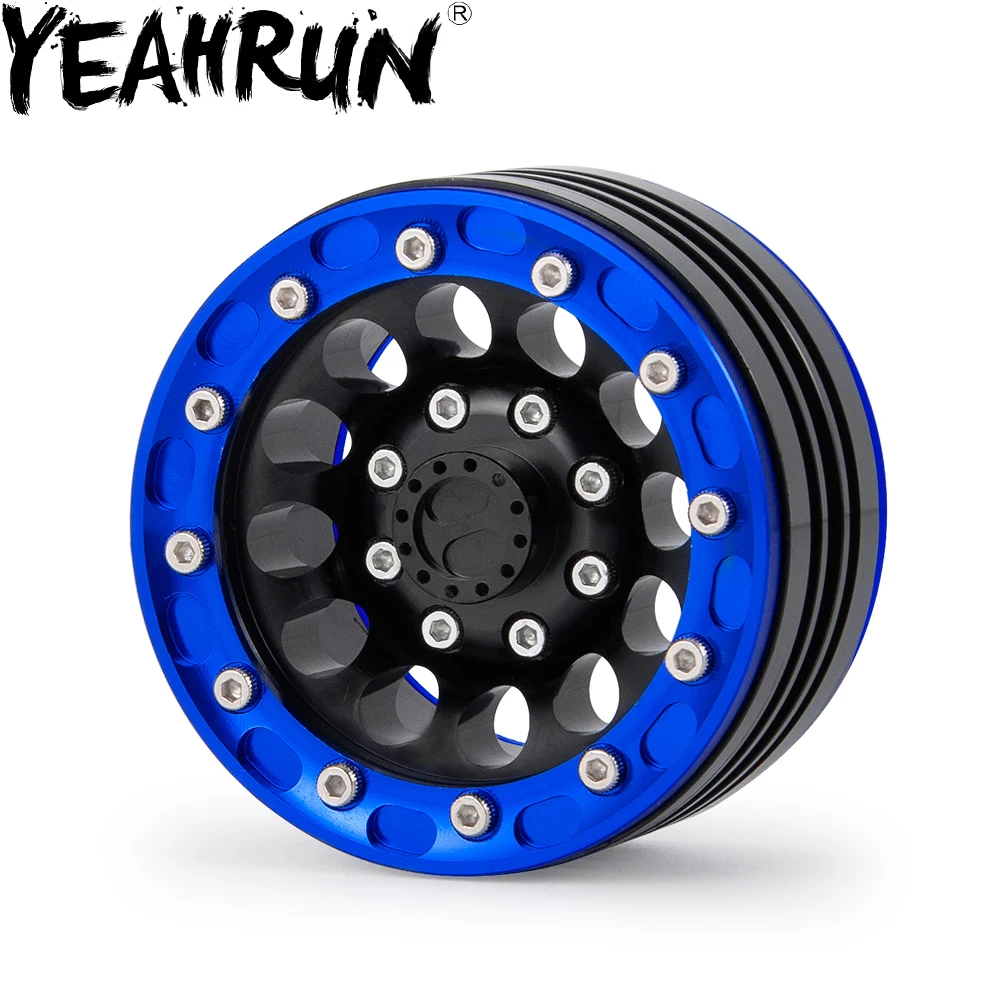YEAHRUN 1/4 шт. 1 9 дюйма черный и синий сплав колесные диски Beadlock для масштаба 1/10 AXIAL SCX10