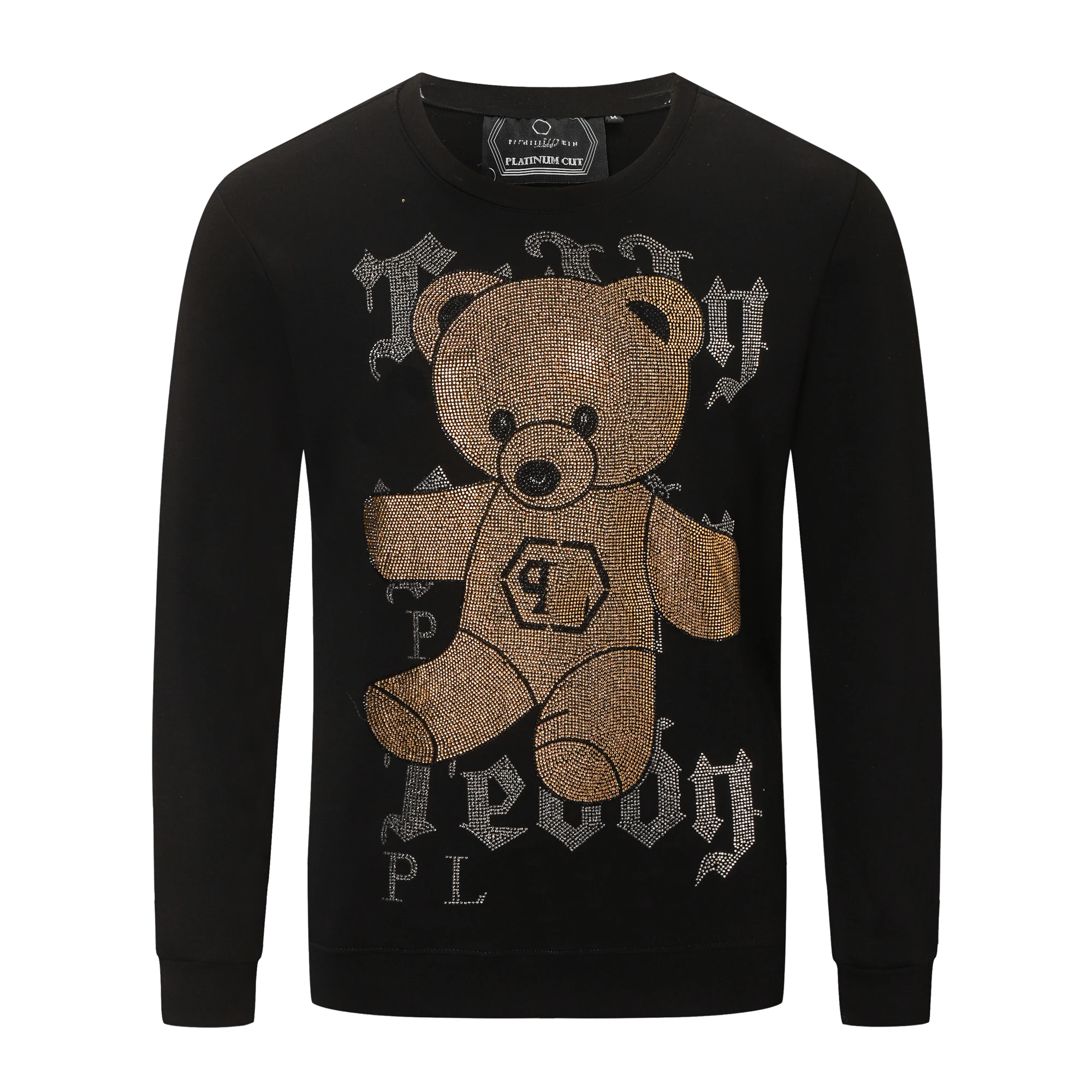 

PP Sweatshirt T-shirt Pure Cotton Round Neck Slim Fit Comfortable Trendy Brand Clothes Hot Rhinestone High Quality