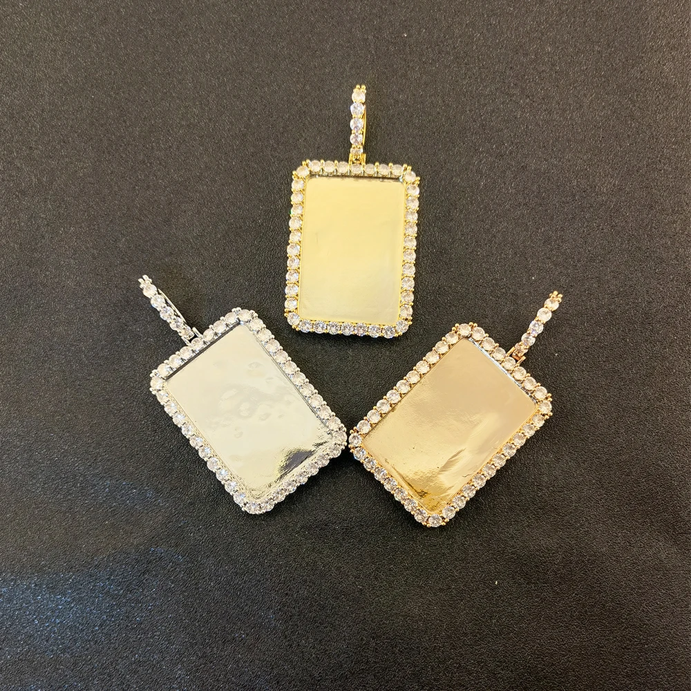 Пользовательский золотой серебряный циркон персонализированный Прямоугольный