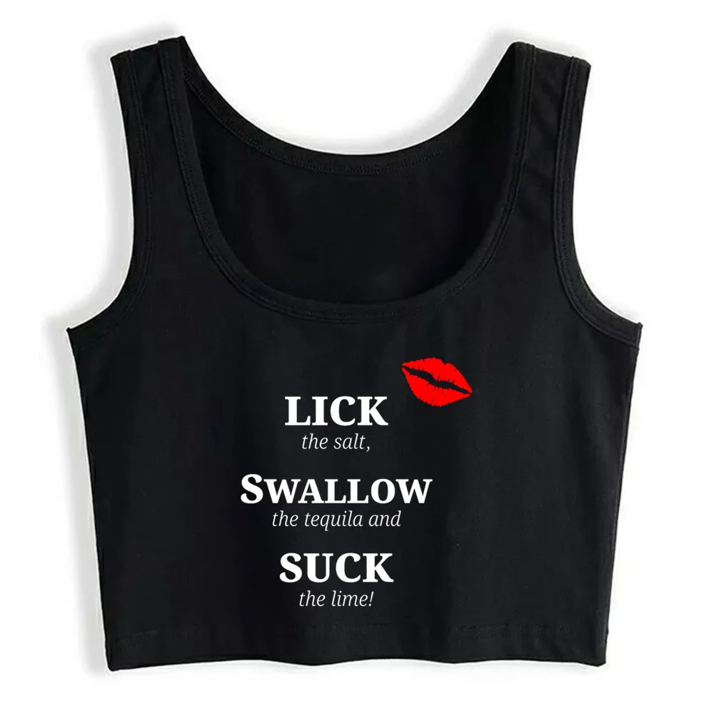

Crop Top Women Lick Swallow Suck Y2k Gothic Emo Harajuku Tank Top Female Clothes