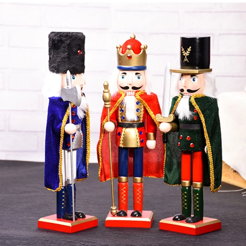 

38 см Деревянный гайковёр, фигурки солдат, украшения, гайковёр, марионетка, настольные поделки, рождественские домашние украшения для детей, ...