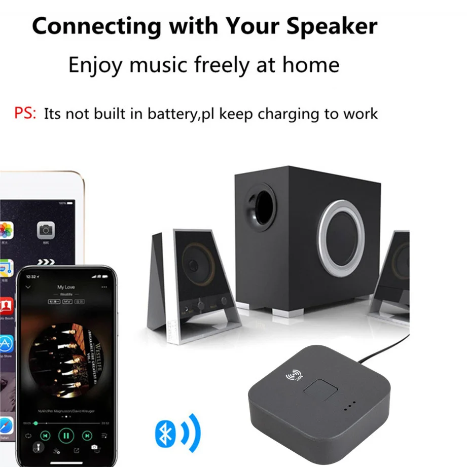 Bluetooth 5.0 audio receiver mobile phone NFC desktop 3.5mm RCA HIFI car earphone wireless adapter for speaker | Электроника