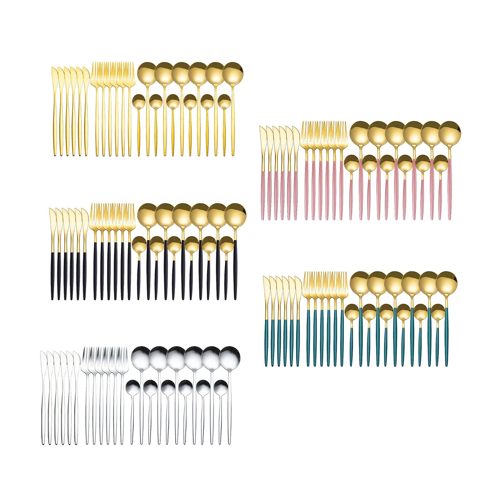 

24 Pcs Cutlery Set Stainless Steel Tableware Set Easy-Washing Dishes Knifes Spoons Forks Set Flatware Kit For Hotel Home