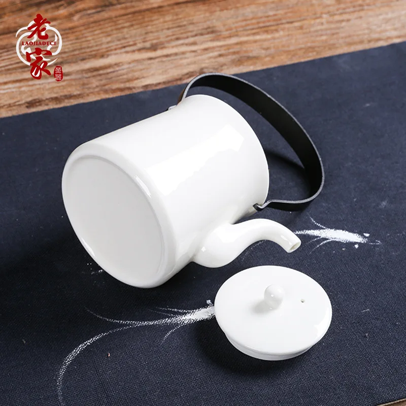 

Ceramic Whiteware Teapot Jade Porcelain Loop-Handled Teapot Large Kung Fu Tea Set Japanese-Style Pu-Erh Tea Pot Tea Set Siteel