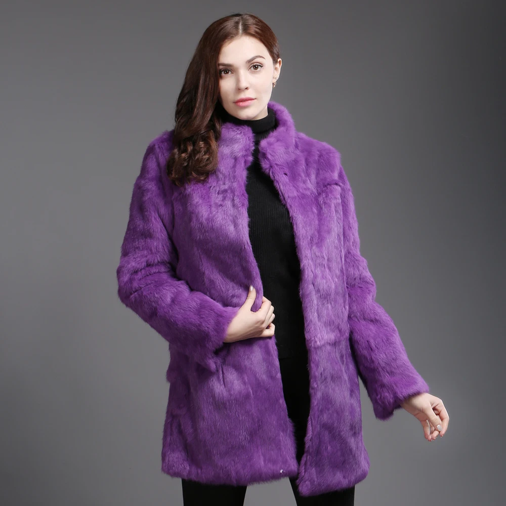 Новые женские пальто из натурального кроличьего меха Женские зимние толстые