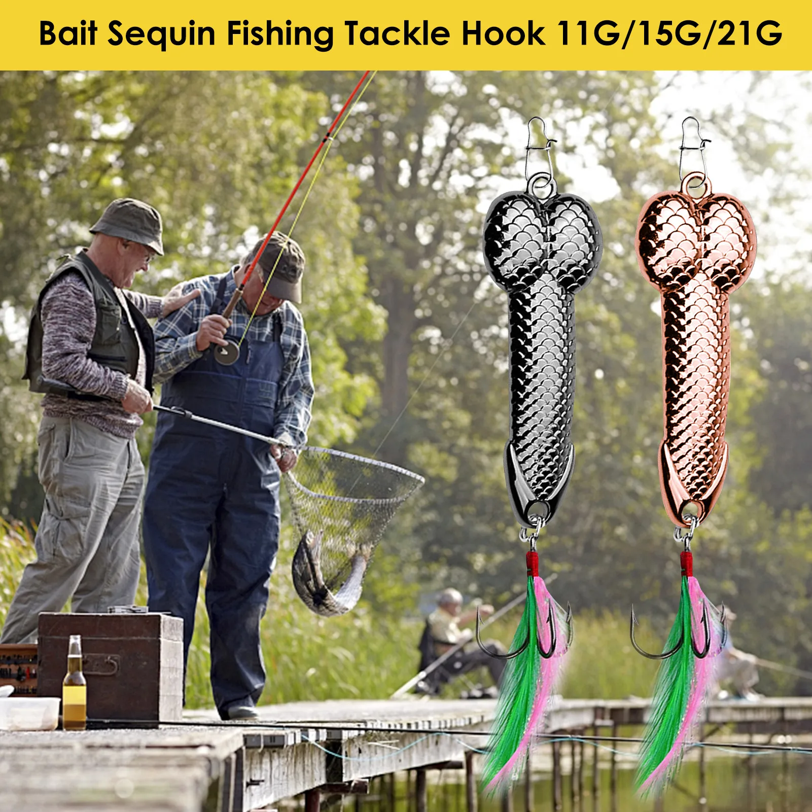 

Hard Metal Fish Lures Bait Sequin Fishing Tackle Hook 11G/15G/21G Leurre Souple Feeder Fishing Crankbait Soft Lure Lure