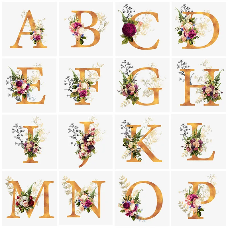 

Алмазная живопись 5D "сделай сам", картина с квадратными цветами, алфавитом, алфавитная вышивка, картины с буквами, Декор для дома