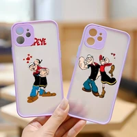 popeye the sailor man phone case purple transparent matte for iphone 7 8 11 12 s mini pro x xs xr max plus cover shell