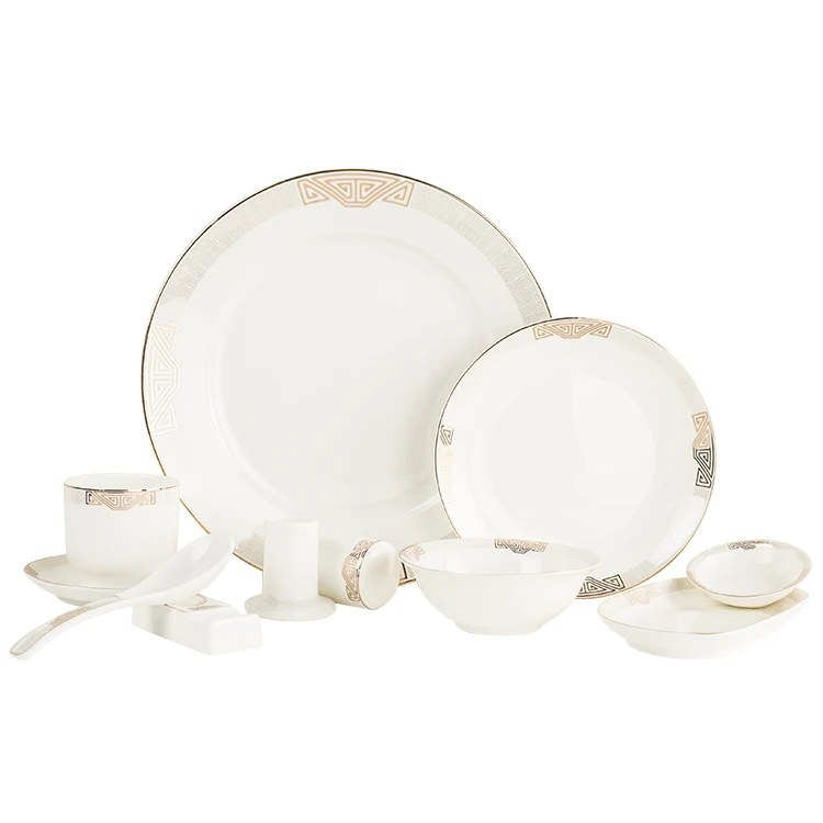 Элегантный золотой мраморный глазурь керамический праздничный набор столовой