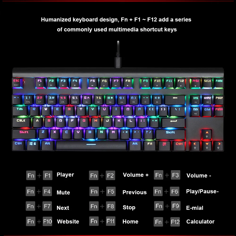 motospeed ck101 mechanical gaming keyboard 87 key usb wired rgb led backlit keyboard blue red switch for desktop computer gamer free global shipping