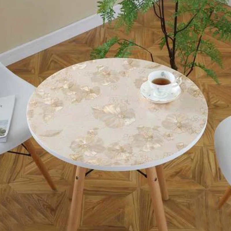 Golden flower Туманная круглая скатерть из ПВХ, водонепроницаемая скатерть для обеденного стола, скатерти из ПВХ, защищают рабочий стол, мягкое стекло для кухни - Цвет: Golden flower