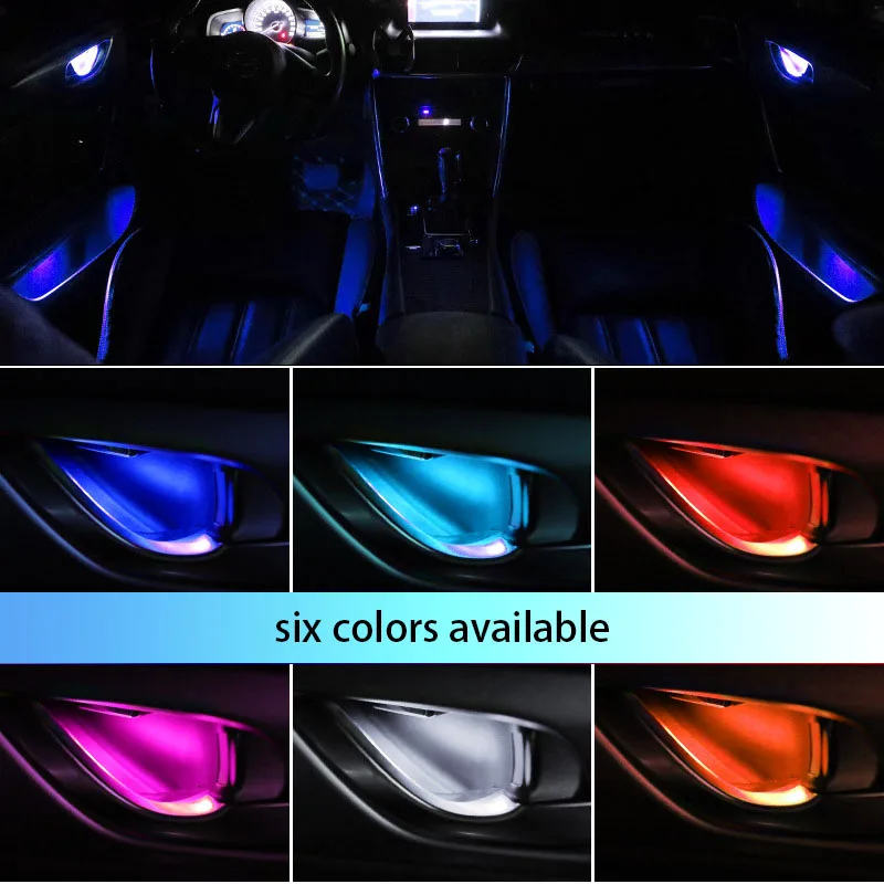 

4 Pcs Universal Decorative Lights Auto Atmosphere Lamp Lnterior Armrest Door Handle LED Lighting Lnterior Car Bowl