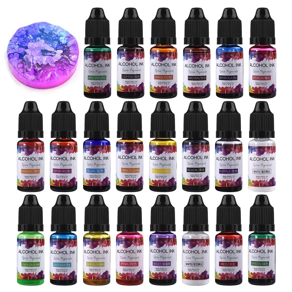 

10ml Art Ink Alcohol Resin Pigment Kit Liquid Colorant Dye Ink Diffusion For DIY UV Epoxy Resin Jewelry Making