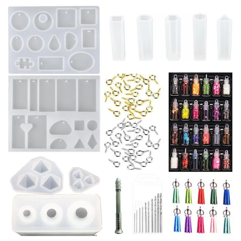 

1 Set Crystal Epoxy Resin Mold Earrings Pendant Bracelet Casting Silicone Mould