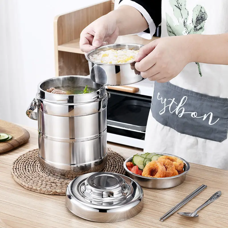 Изолированный Ланч-бокс из нержавеющей стали трехуровневый для взрослых и