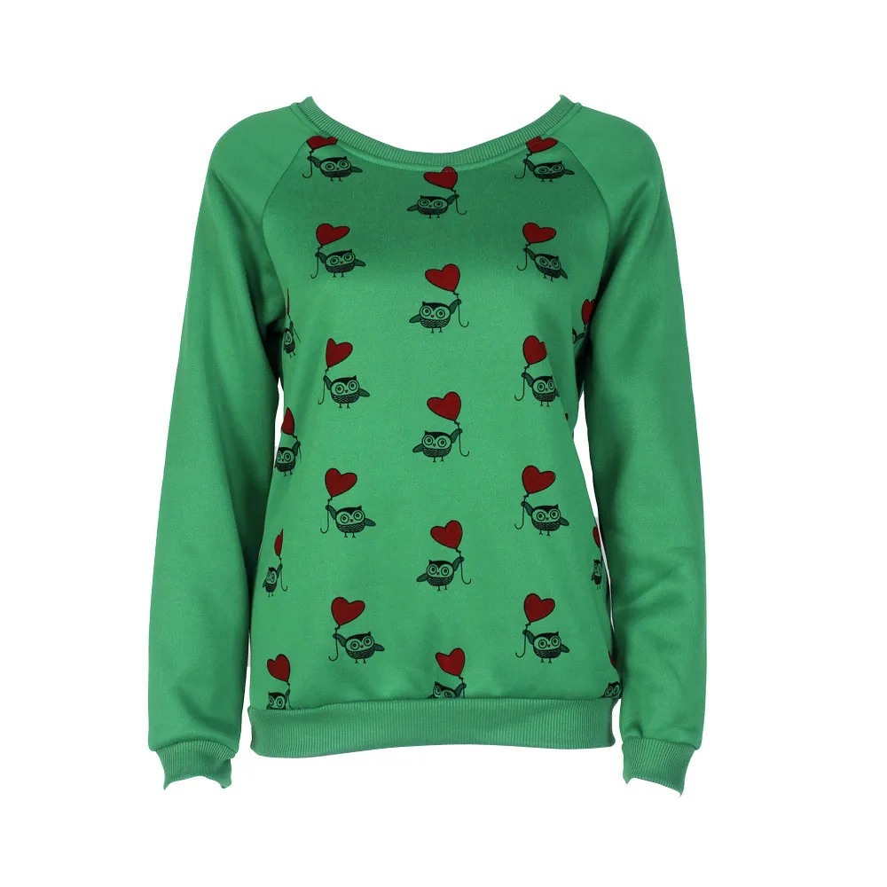 Женский топ с длинным рукавом и милым принтом совы Повседневная Блузка рубашка