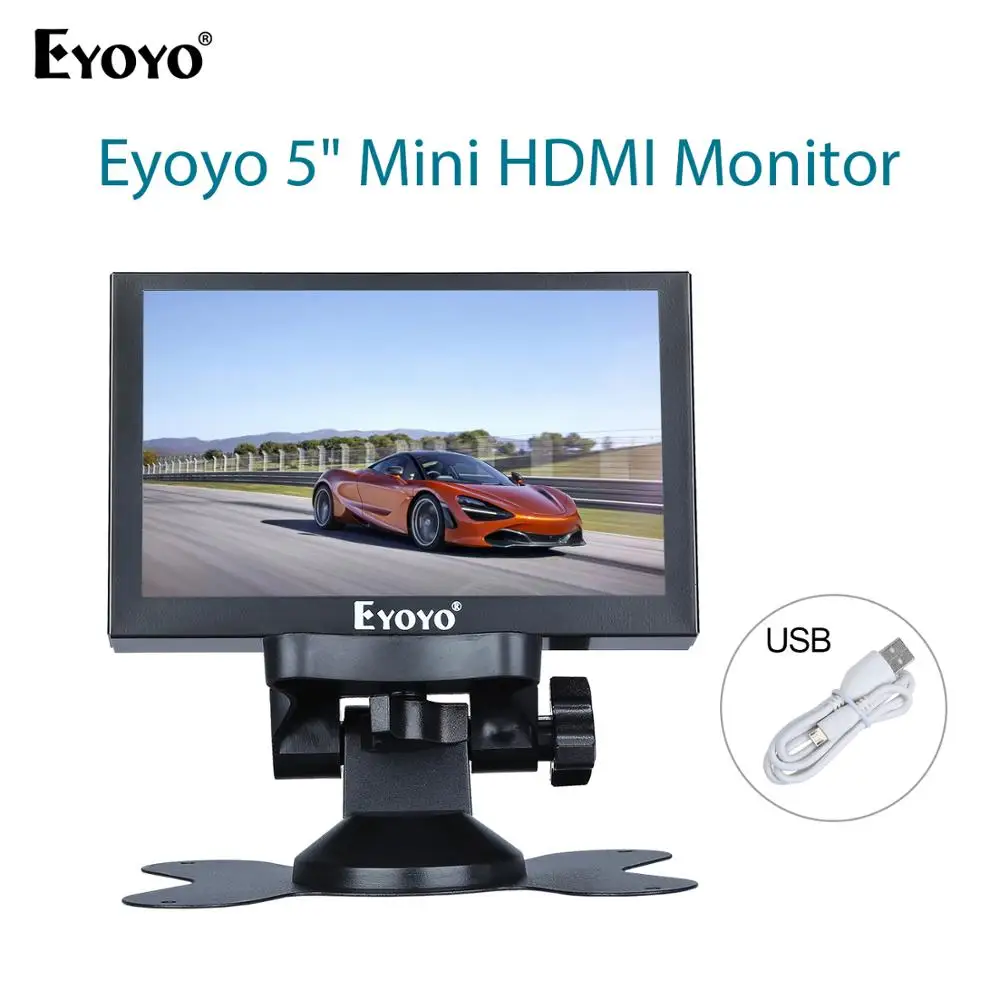 Eyoyo 5 &quotHD 800x480 дюймовый автомобильный мини монитор TFT ЖК экран с HDMI VGA BNC камера