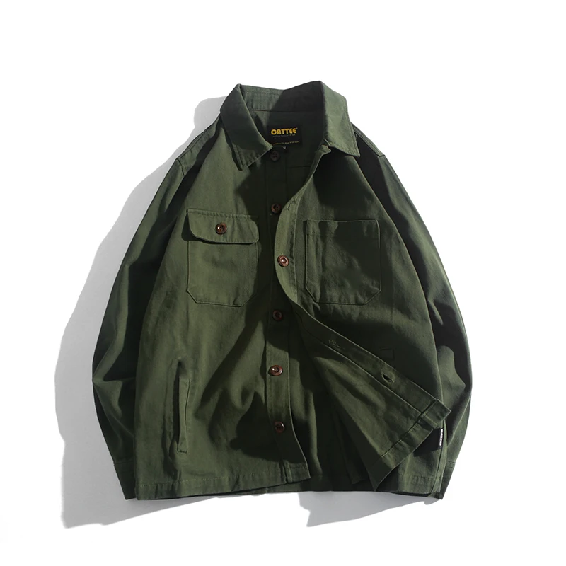Vintagewear Хлопковая мужская рабочая рубашка куртка Chore пальто Карго карманы|Мужские