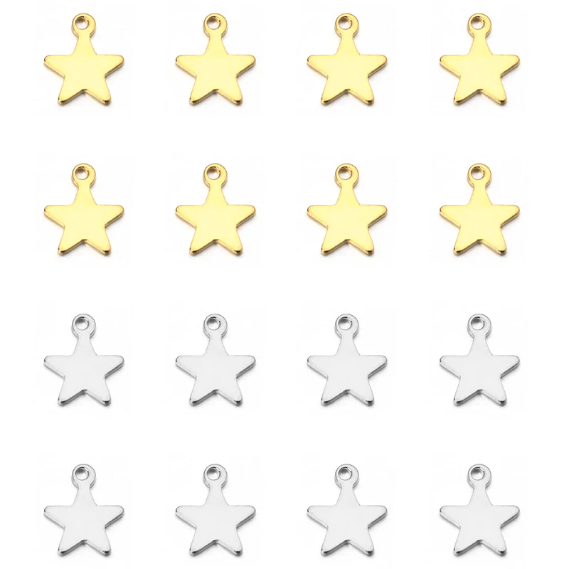 

30pcs Stainless Steel Small Star Pendant For DIY Jewelry Making Necklace Bracelet Decoration Bracelet End Tail Charm Gifts