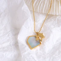 ins hot stainless steel 18k gold plated ocean heart irregular shellpentacle clavicle necklace for women girl fashion jewelry