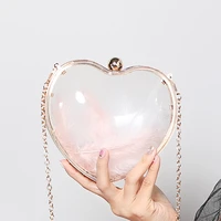 love heart shape clutch bag for women shoulder bag luxury designer handbag chain crossbody bag for wedding party
