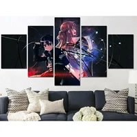 no framed canvas 5pcs kirito asuna anime manga wall posters pictures paintings home decor accessories living room decoration