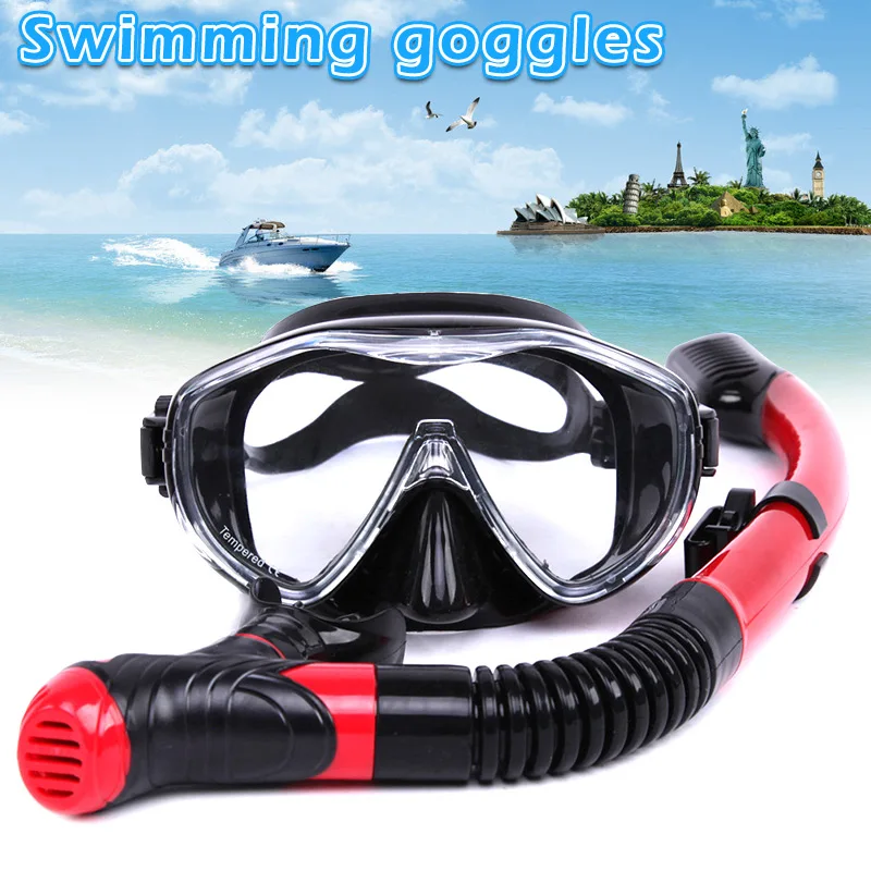 

Hot Swimming Goggles Wide View Anti-fog with Dry Breath Snorkel for Diving Summer MVI-ing