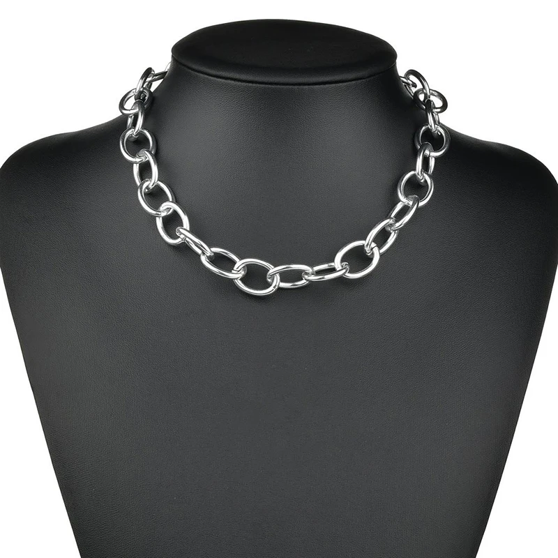 

Punk Hip Hop Cross Chain Necklaces for Women Fashion Silver Color Exaggerated Thick Chain Choker Necklace Female Party Jewelry