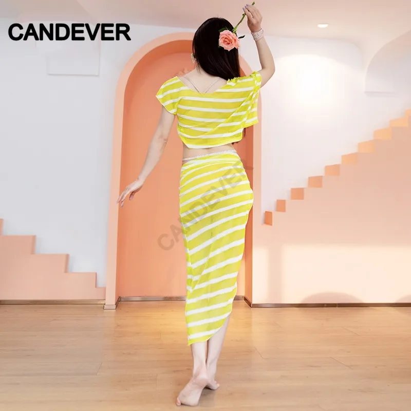 Сексуальный комплект для взрослых восточных танцев живота танца топ в полоску и