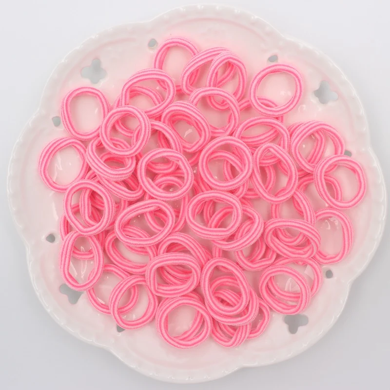 deep pink white 100 шт./лот, новые полосатые милые Стильные Детские эластичные резинки для волос, 6 видов цветов, Детские аксессуары для волос для девочек Q987 - Цвет: deep pink white