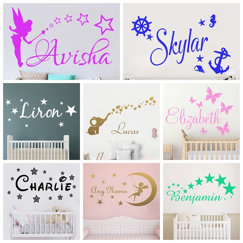 

Personalised Wall Sticker Custom Name Vinyl Wallpaper For Kids Room Stickers Boys Girls Room Decor Wall Deacls Sticker Mural