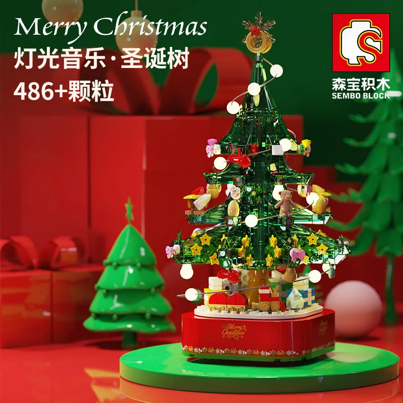

SEMBO Ideas Series 601097 The Christmas Tree With Music Box Model Building Blocks Set Classic Christmas MOC Toys For Children