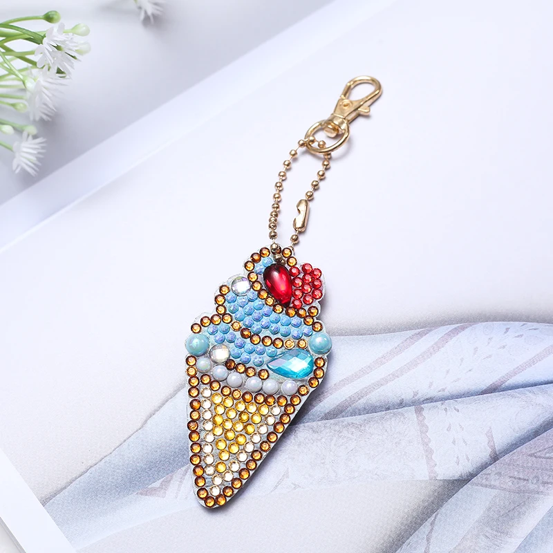 Алмазная картина губная помада и мороженое DIY 5D брелок круглая дрель хрустальные