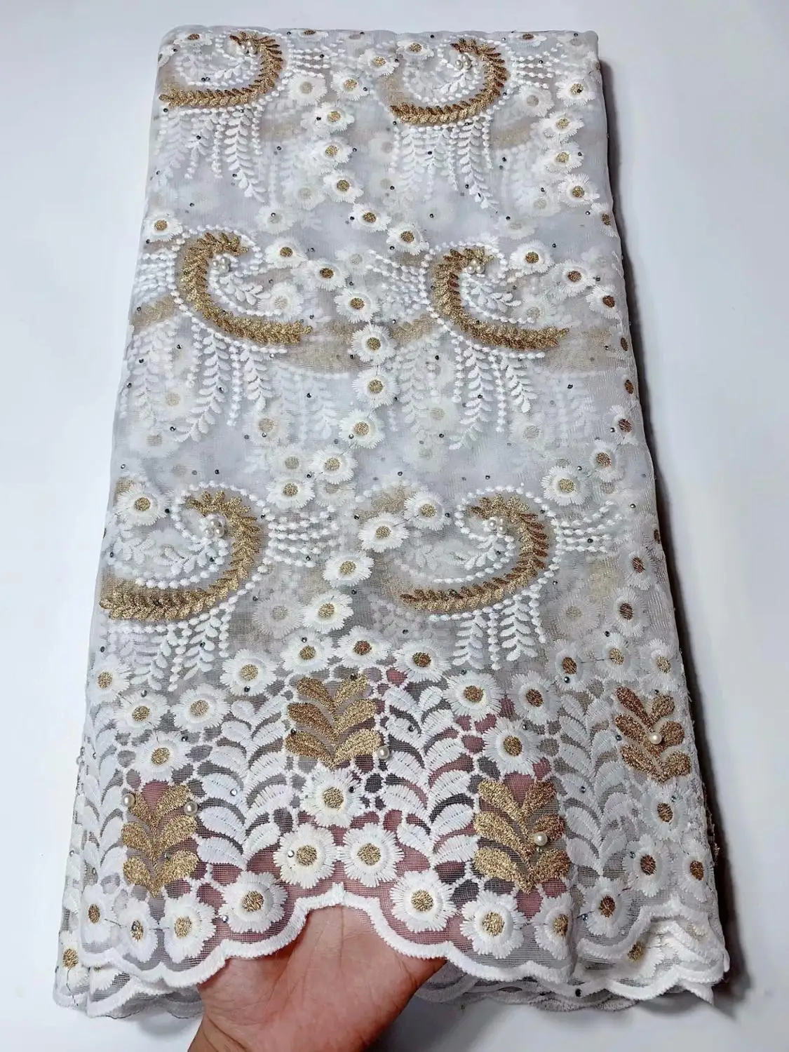 Высокое качество 3D цветок Африканские кружева ткани новейшая нигерийская